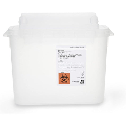 McKesson Prevent Sharps Container front view for biohazard disposal