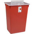 Covidien Sharps-A-Gator 10 Gallon Red Container front view for biohazard disposal.