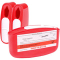 IBD Medical Glucology Travel Sharps Disposal Container front view showing red biohazard bin.