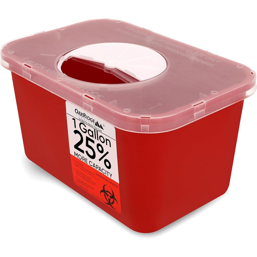 Oakridge Products 1 Gallon Sharps Container front view medical waste disposal