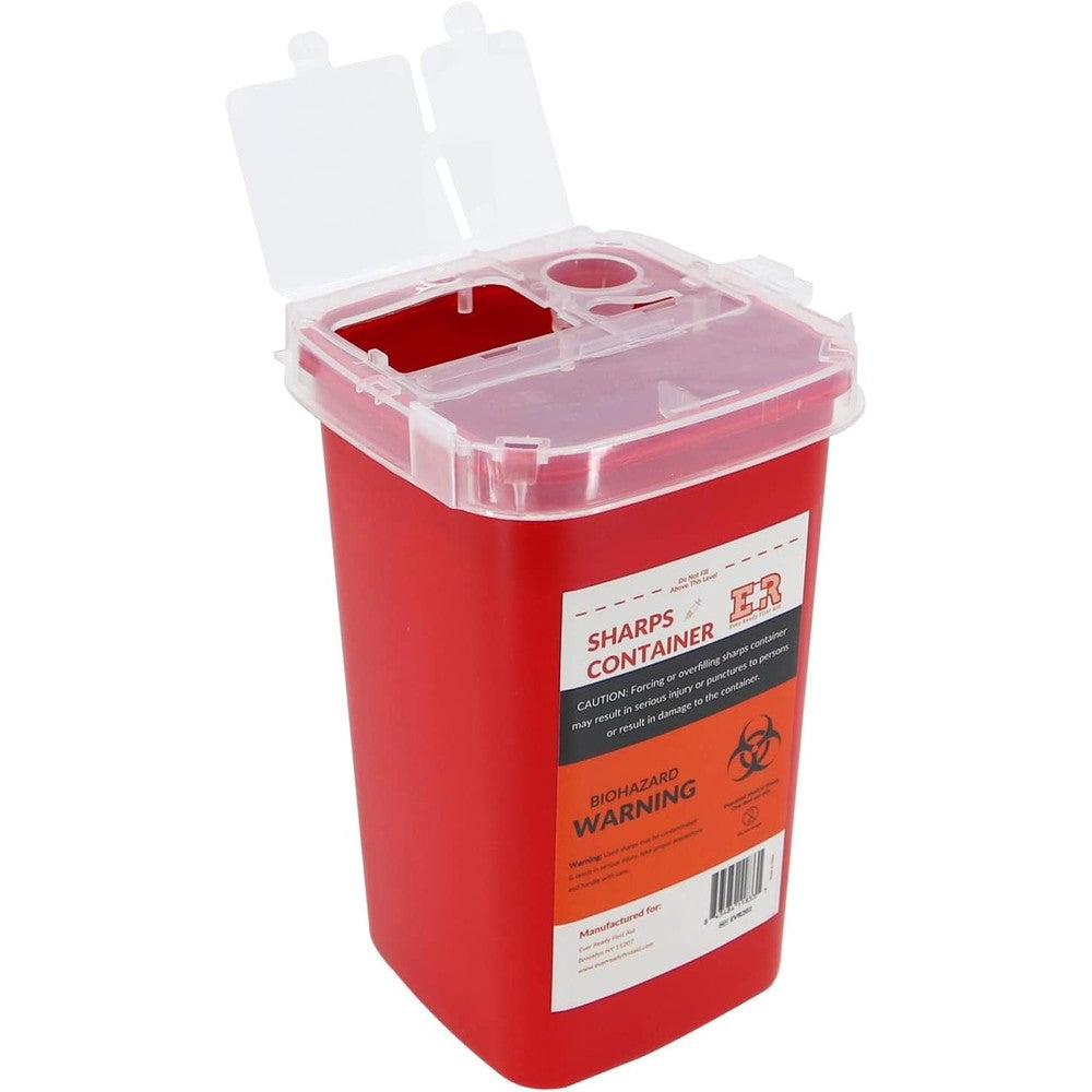 Ever Ready First Aid Sharps Container 1 Quart front view for medical waste.