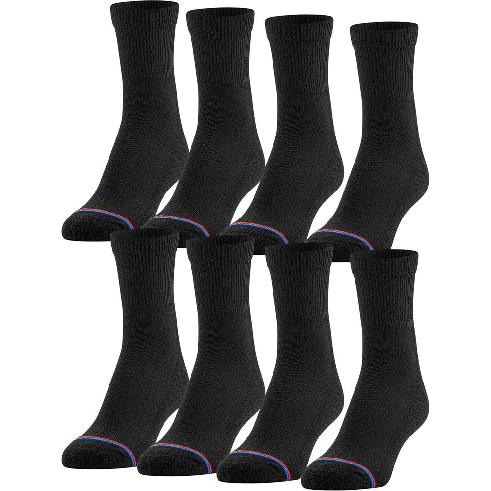 MediPeds Men's Diabetic Quarter Socks 8 pack front view moisture wicking