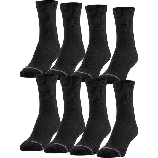 MediPeds Men's Diabetic Quarter Socks 8 pack front view moisture wicking