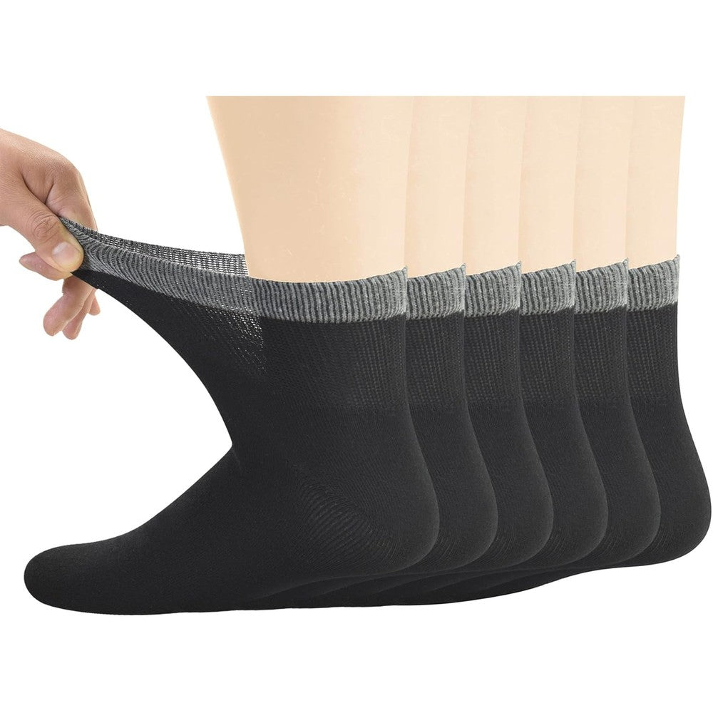 Yomandamor Men's Diabetic Ankle Socks 6 pair pack front view for sensitive feet.