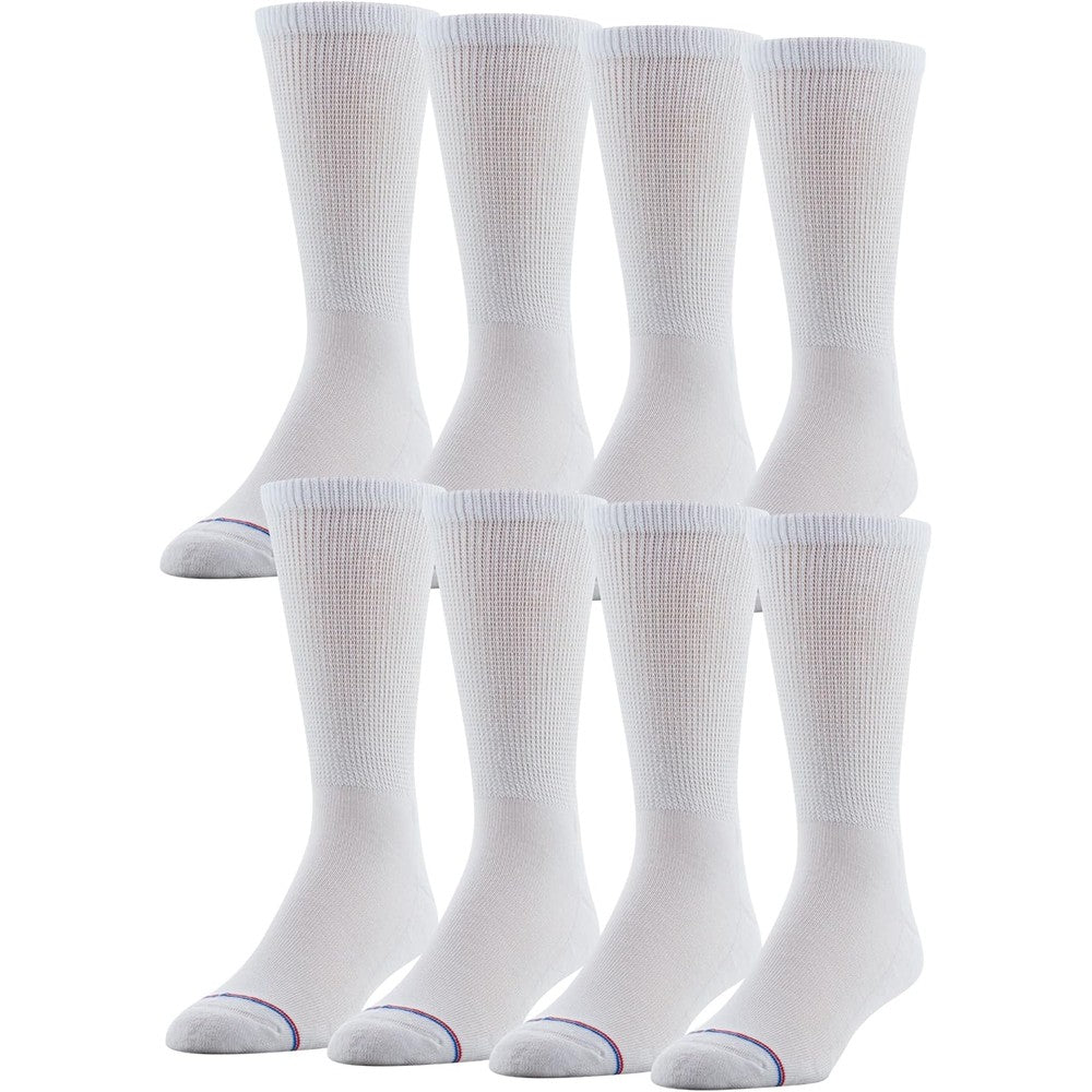 MediPEDS Men's Diabetic Crew Socks 8 pack front view showing non-binding top