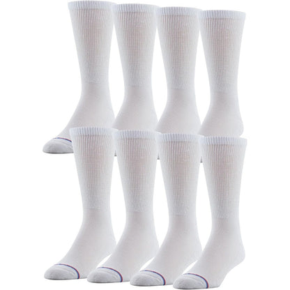 MediPEDS Men's Diabetic Crew Socks 8 pack front view showing non-binding top