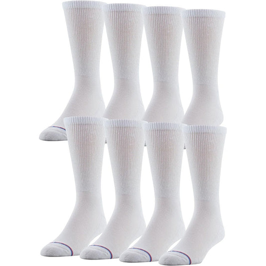 MediPEDS Men's Diabetic Crew Socks 8 pack front view showing non-binding top