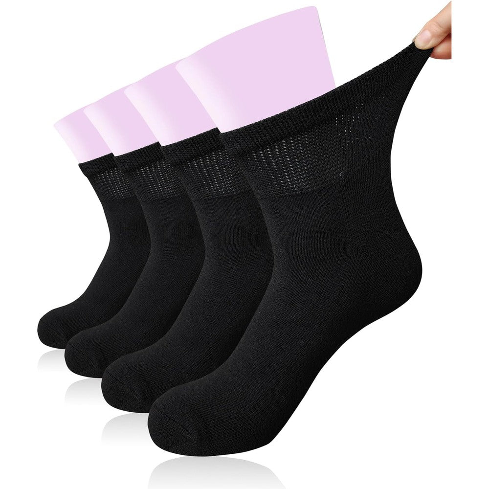 Hugh Ugoli women diabetic ankle socks front view showing the extra wide stretchy non binding top cuff.