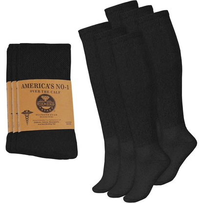 Diamond Star Diabetic Knee High Socks front view premium cotton hosiery