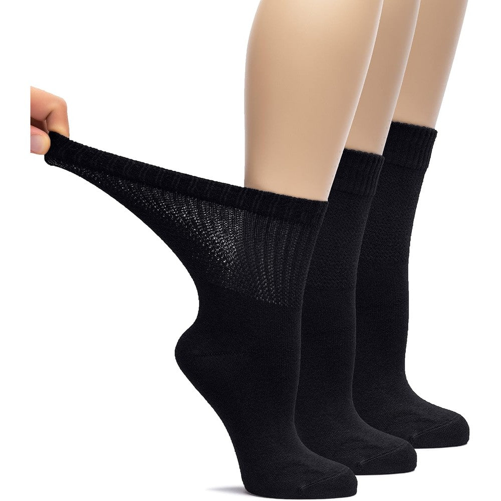 Hugh Ugoli Women's Rayon Loose Fit Diabetic Crew Socks front view for edema relief.
