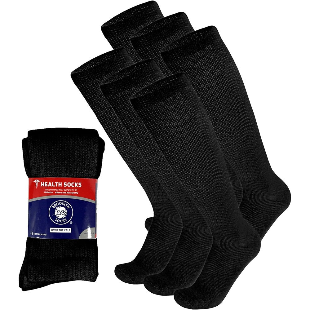 Brooklyn Socks Diabetic Over The Calf Knee High Cotton Socks front view