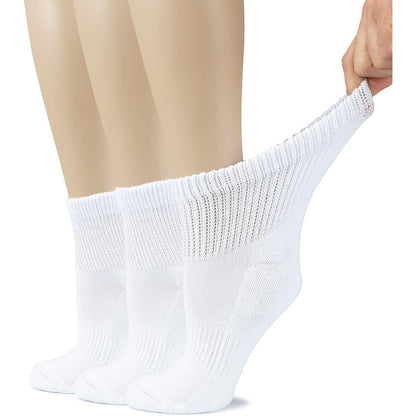 Hugh Ugoli Women's Cotton Diabetic Ankle Socks front view showing wide non-binding top.
