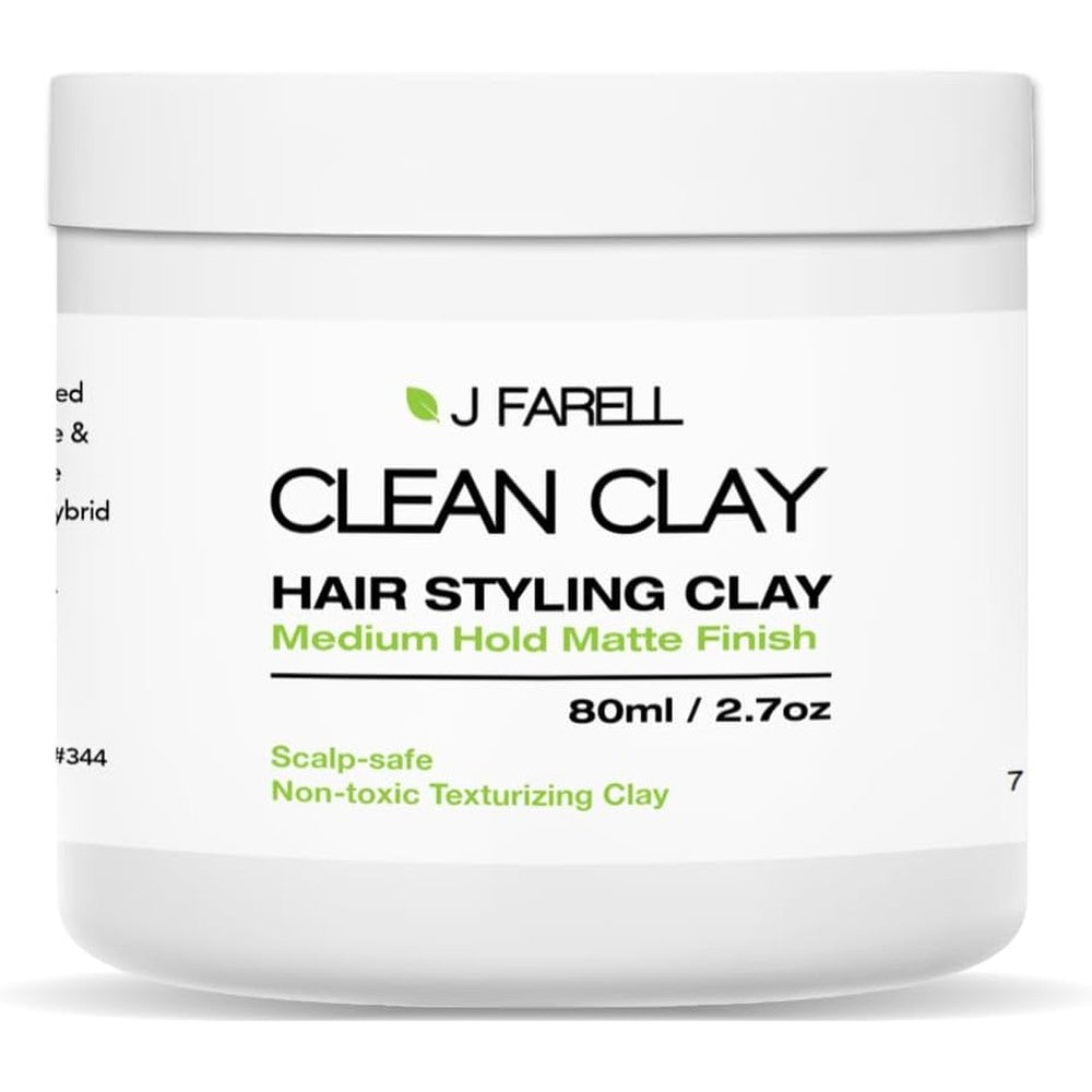 J FARELL Clean Clay organic hair styling clay front view jar