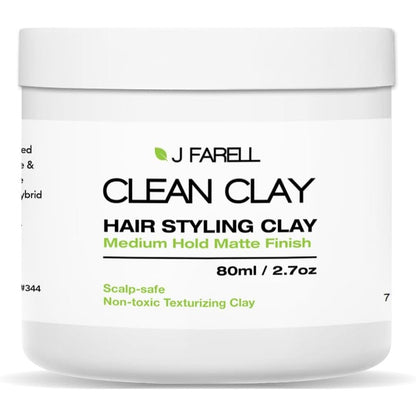 J FARELL Clean Clay organic hair styling clay front view jar