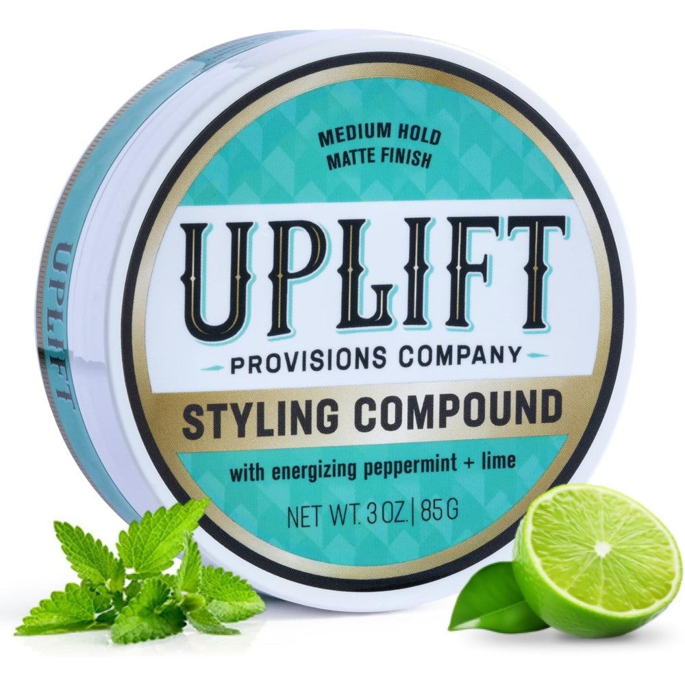 Uplift Provisions Company Styling Compound hair clay pomade front view for matte finish grooming