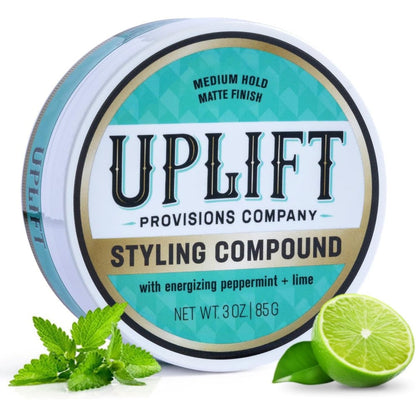 Uplift Provisions Company Styling Compound hair clay pomade front view for matte finish grooming