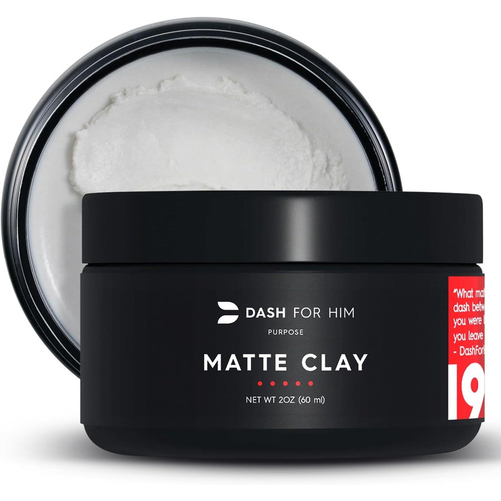 Dash For Him Hair Clay For Men front view jar on a clean white background.