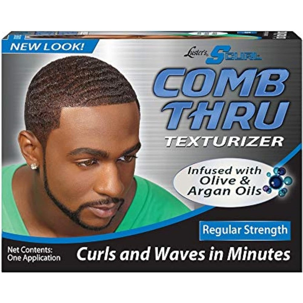 Lusters S Curl Comb Thru Texturizer Kit Regular Strength front view packaging showing texturizing clay details.