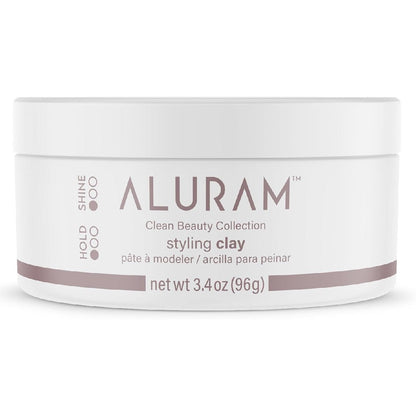 Aluram Hair Styling Clay 3.4 Ounce jar front view showing clean beauty packaging