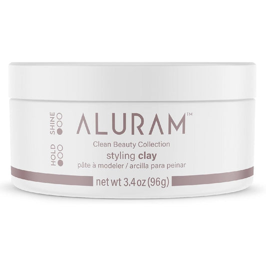 Aluram Hair Styling Clay 3.4 Ounce jar front view showing clean beauty packaging