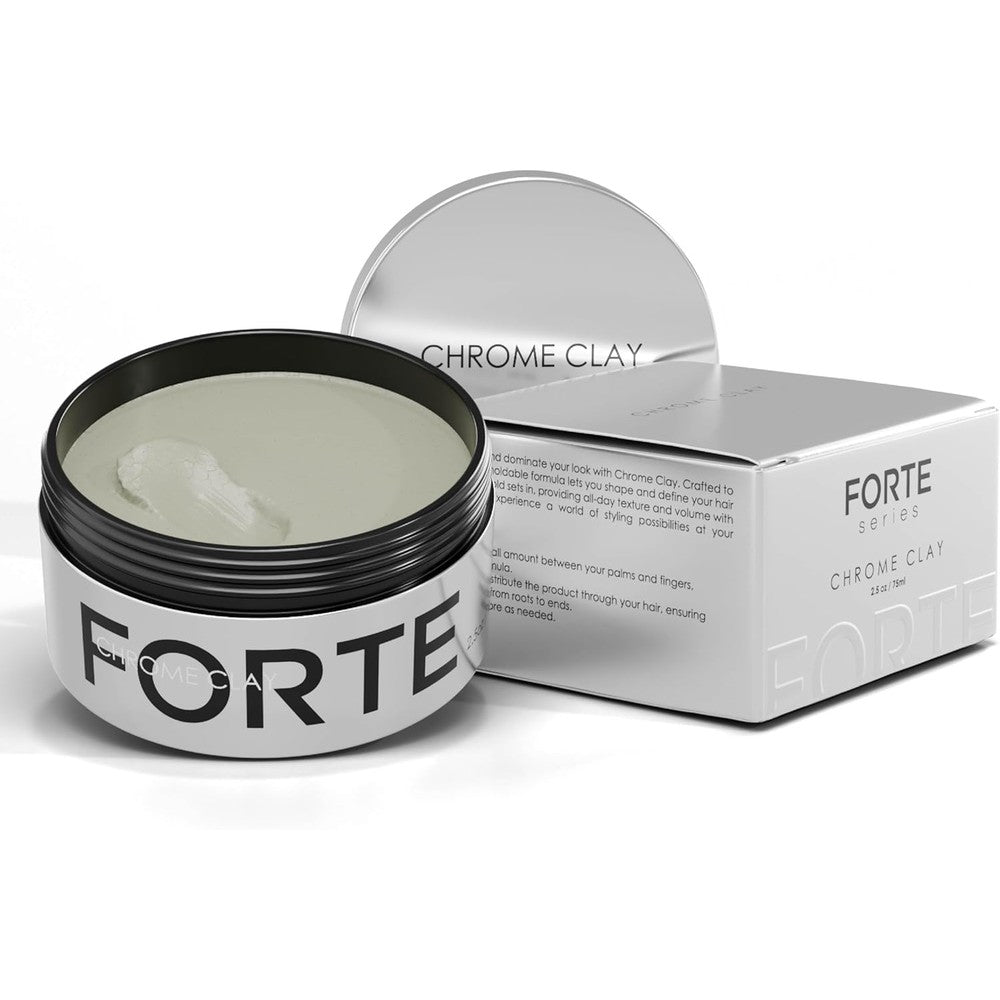 Alex Costa Forte Series Chrome Clay front view container for men styling hold