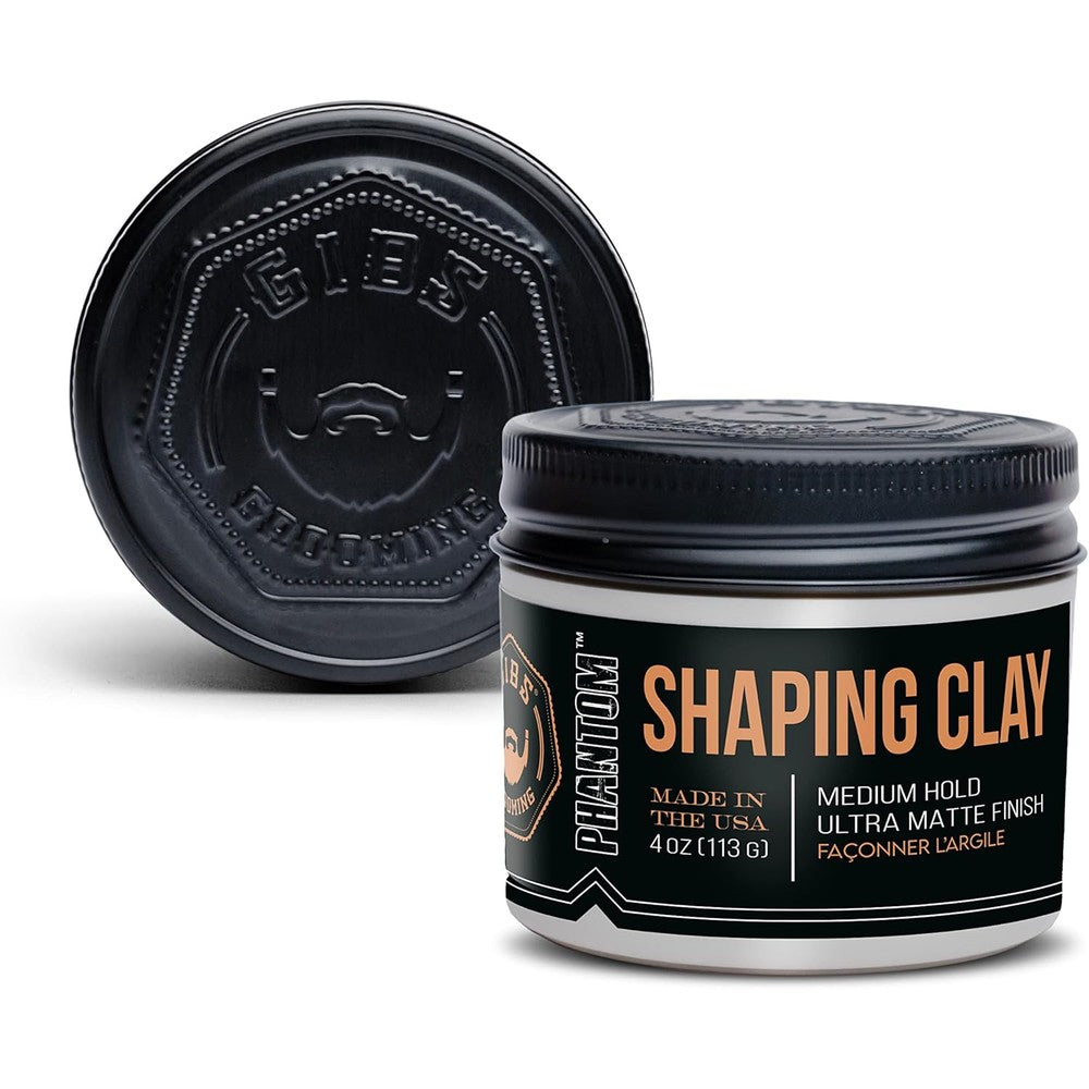 GIBS Grooming Phantom Shaping Clay front view premium matte hair wax for men