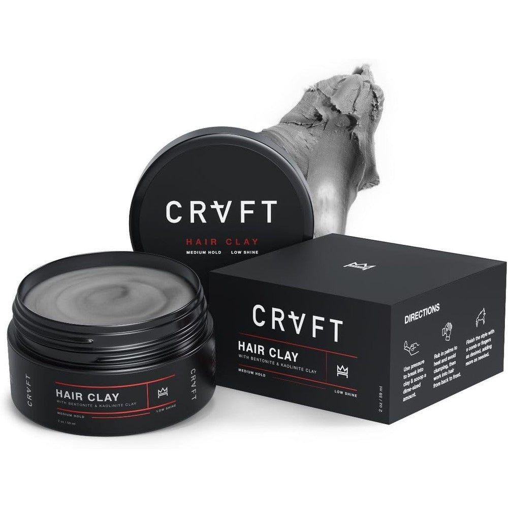 Hair Craft Co CRVFT Hair Clay front view of the premium matte finish styling jar.