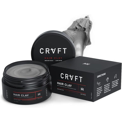 Hair Craft Co CRVFT Hair Clay front view of the premium matte finish styling jar.