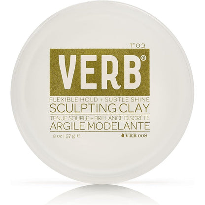 Verb Sculpting Clay 2 Ounce jar front view showing gold label hair pomade.