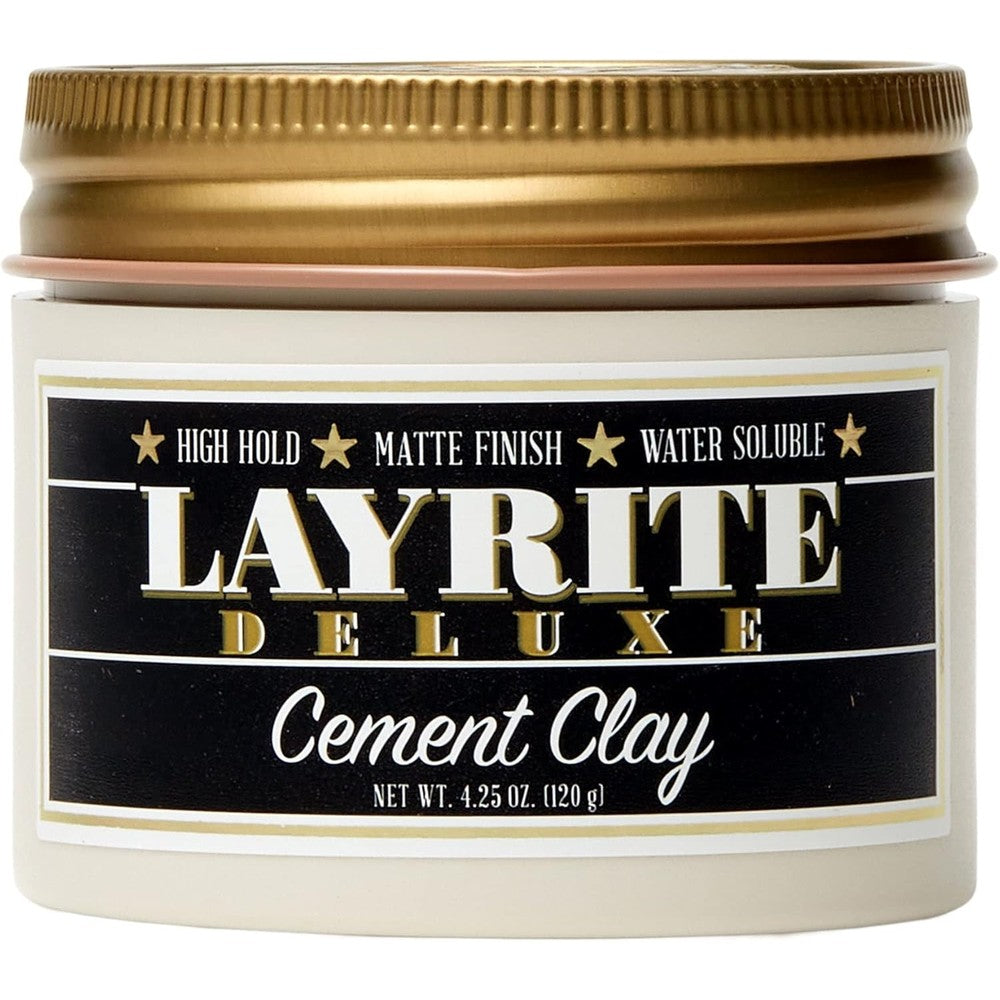 Layrite Cement Hair Clay 4.25 Ounce front view jar showing extreme hold label.
