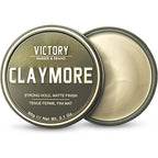Victory Barber and Brand Claymore styling clay front view metal tin container