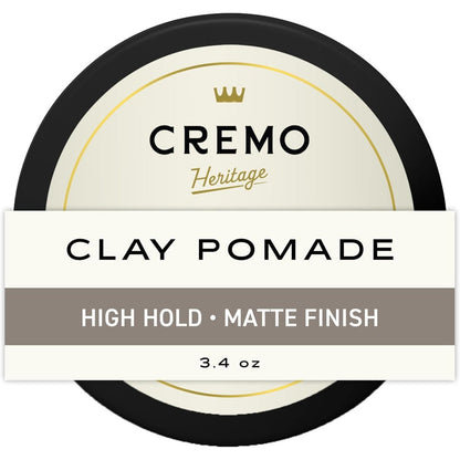 Cremo Mens Hair Styling Clay 3.4 Ounces front view packaging