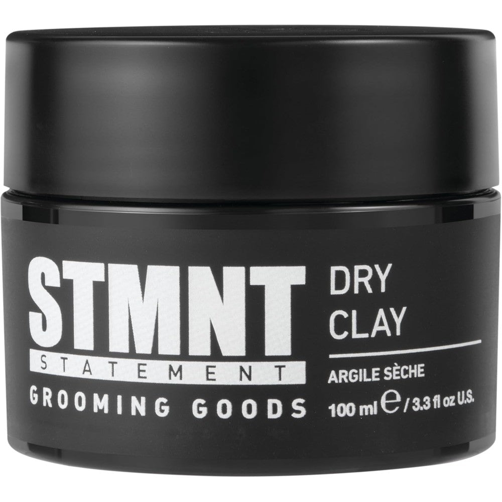 STMNT Grooming Goods Dry Clay front view jar premium hair styling wax for men