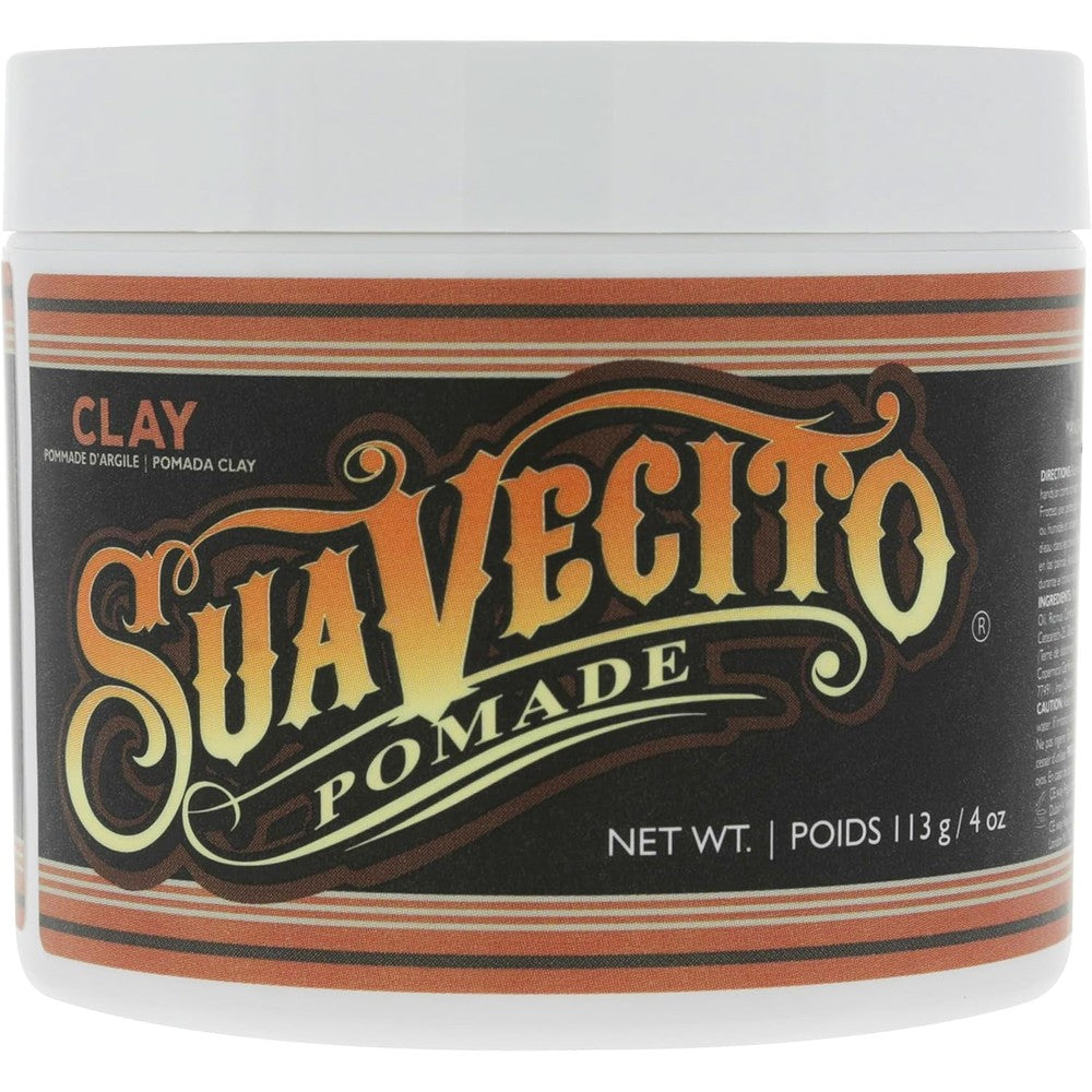 Suavecito Pomade Firme Clay front view container for men strong hold hair clay matte finish