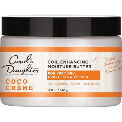 Carol's Daughter Coco Creme Coil Enhancing Moisture Butter front view jar for curly hair styling