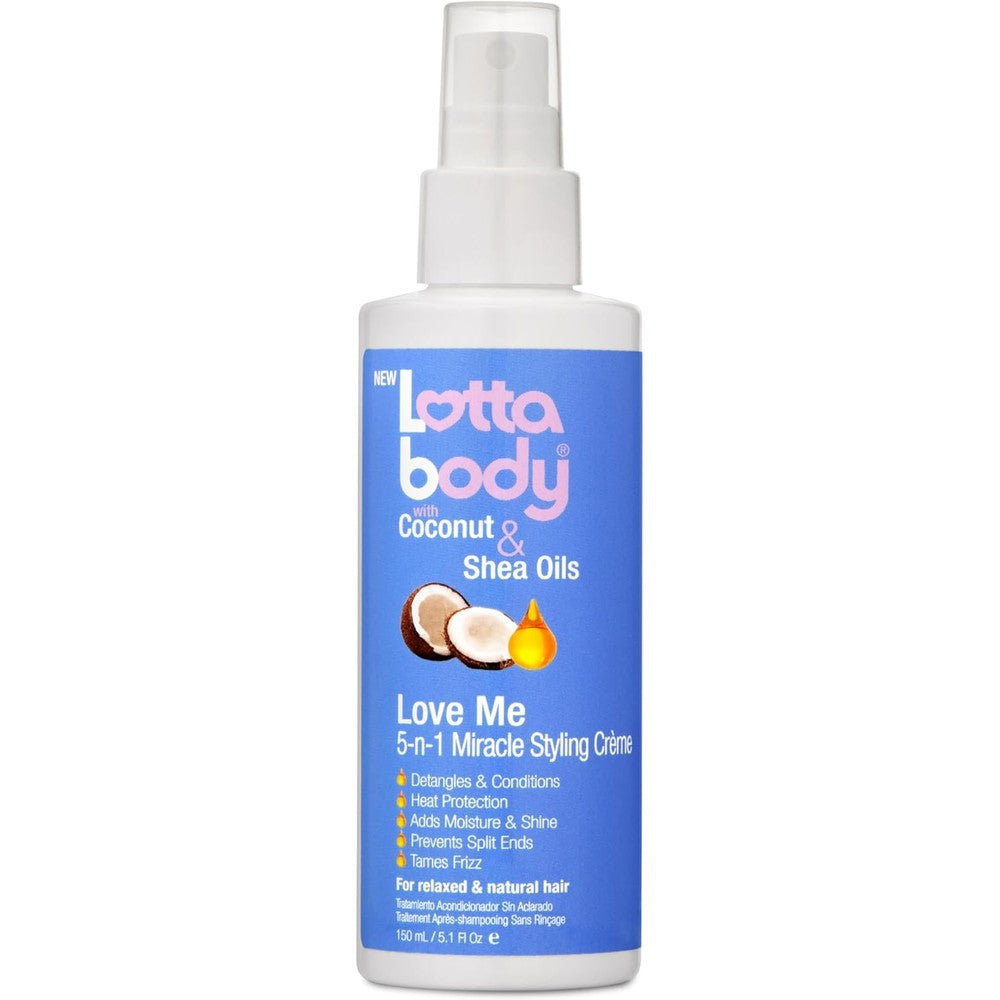 Lottabody Love Me 5 in 1 Miracle Styling Creme front view bottle for heat protection