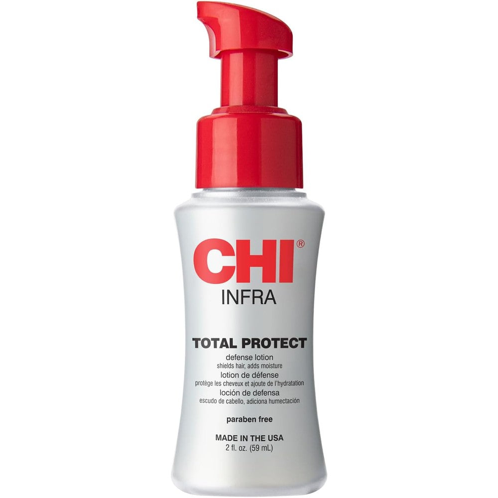 CHI Total Protect Defense Lotion 2 Ounce front view bottle showing premium heat protectant hair cream.