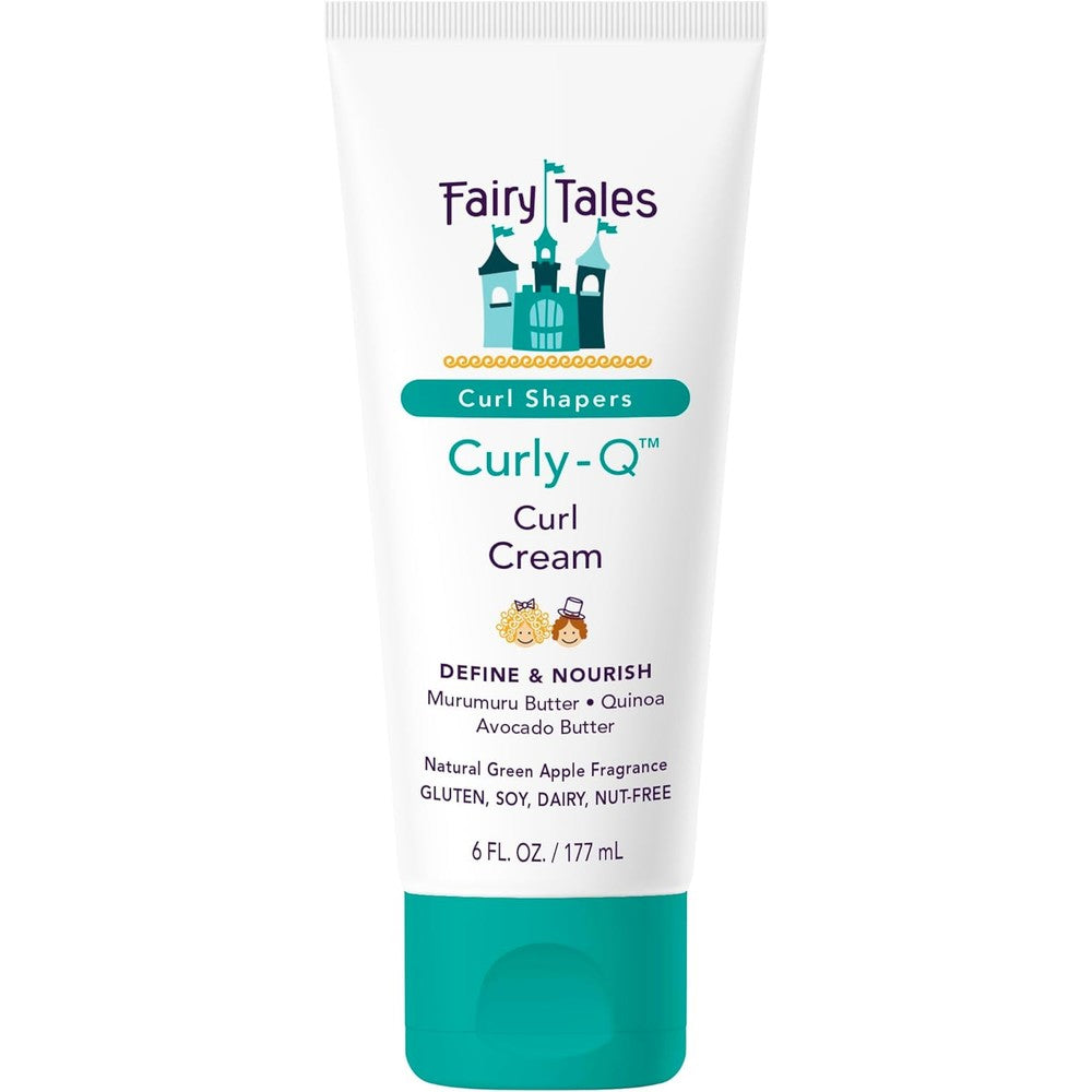 Fairy Tales Curly Q Kids Curl Cream front view of the six ounce tube featuring the classic castle logo