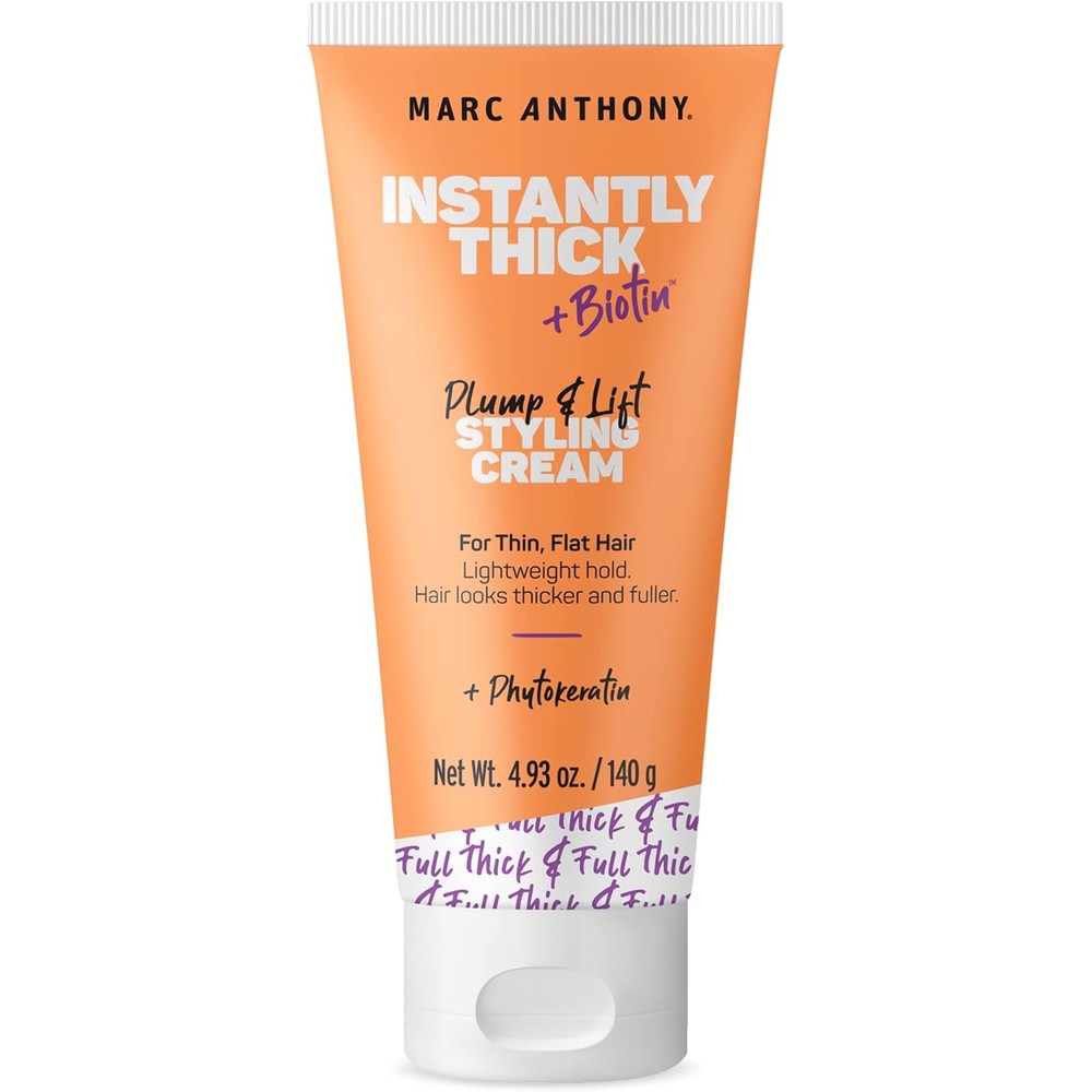 Marc Anthony Instantly Thick Biotin Styling Cream front view for thin hair volume.