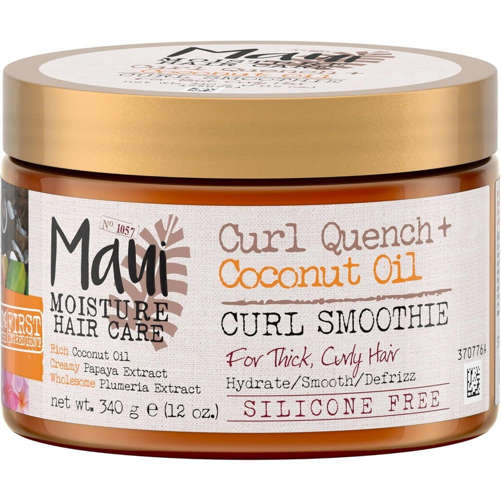 Maui Moisture Curl Quench Plus Coconut Oil Hydrating Curl Cream Smoothie front view jar
