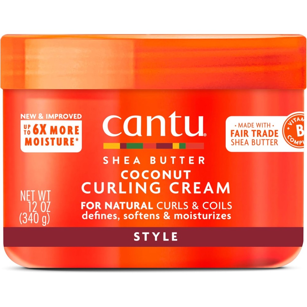 Cantu Coconut Curling Cream front view jar for curly hair definition
