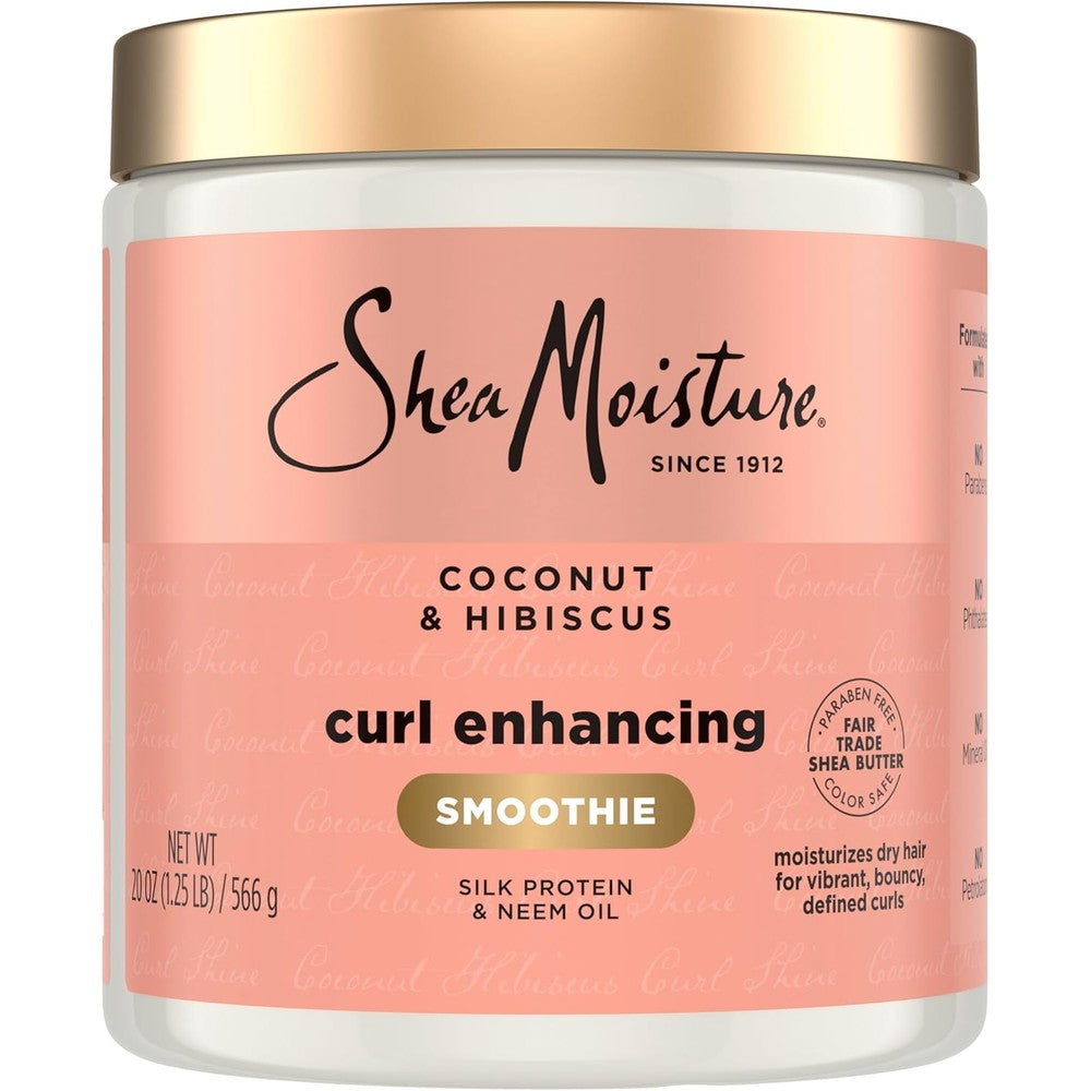 SheaMoisture Coconut and Hibiscus Curl Enhancing Smoothie 20 Ounce front view jar for curly hair styling