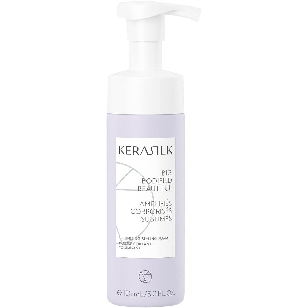 Kerasilk Volumizing Styling Foam 150ml pump bottle front view salon hair mousse