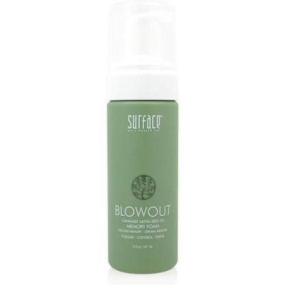 Surface Hair Blowout Memory Foam Hair Mousse front view showcasing the 5 fluid ounces bottle for premium volumizing salon styling.