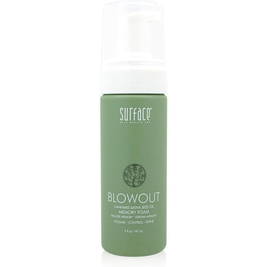 Surface Hair Blowout Memory Foam Hair Mousse front view showcasing the 5 fluid ounces bottle for premium volumizing salon styling.