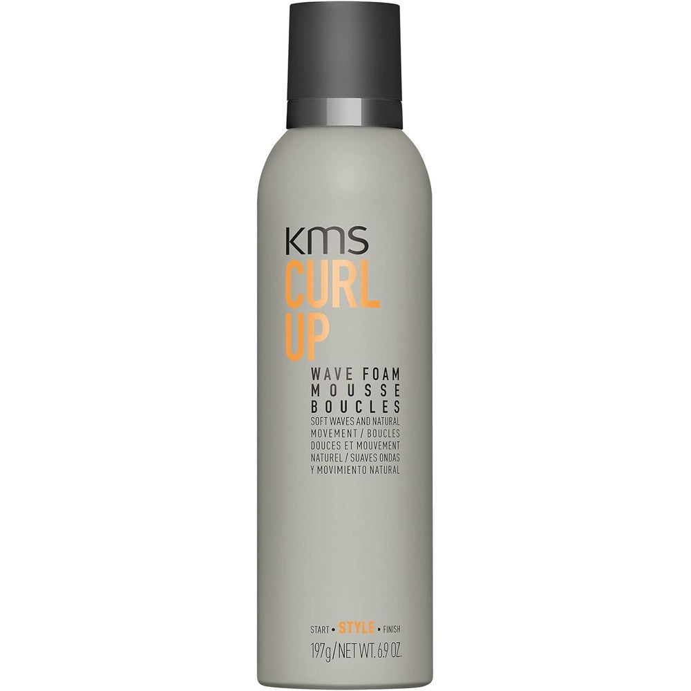KMS CURLUP Curl Defining Wave Foam Mousse front view packaging for professional curly hair styling.