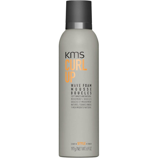 KMS CURLUP Curl Defining Wave Foam Mousse front view packaging for professional curly hair styling.