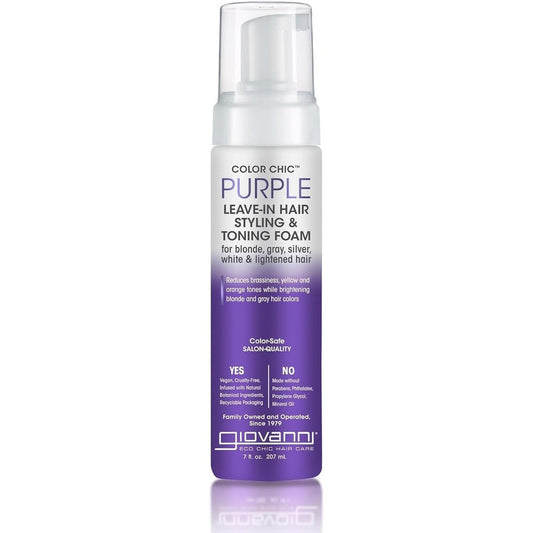 Giovanni Color Chic Purple Leave In Hair Styling and Toning Foam front view pump bottle