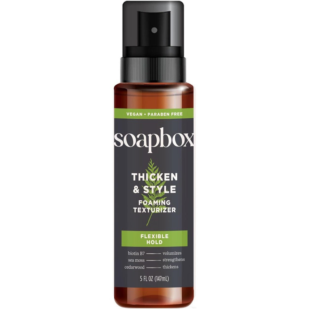 Soapbox Mens Thicken and Style Foaming Texturizer front view bottle