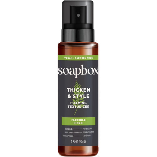 Soapbox Mens Thicken and Style Foaming Texturizer front view bottle